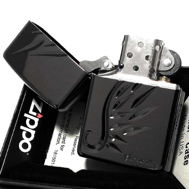 店舗良い ジッポ ブラック V Wing アーマー Zippo ライター ギフト メンズ おしゃれ 重厚 ミラー仕上げ かっこいい 鏡面 黒 V刃彫刻 天使の羽 ライター Jsbbmarina Com