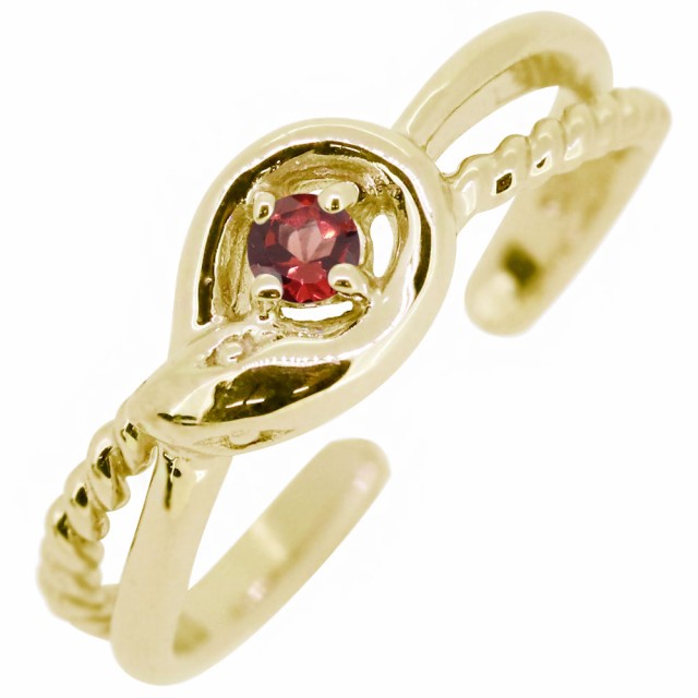 イヤーカフ レディース 18金 18k イヤリング ガーネット 誕生石 1月 蛇