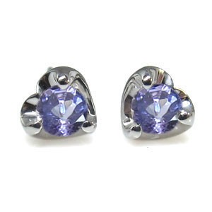 超美品 プラチナ・タンザナイト・ハート・ピアス・シンプル・一粒, センマヤチョウ c909555f