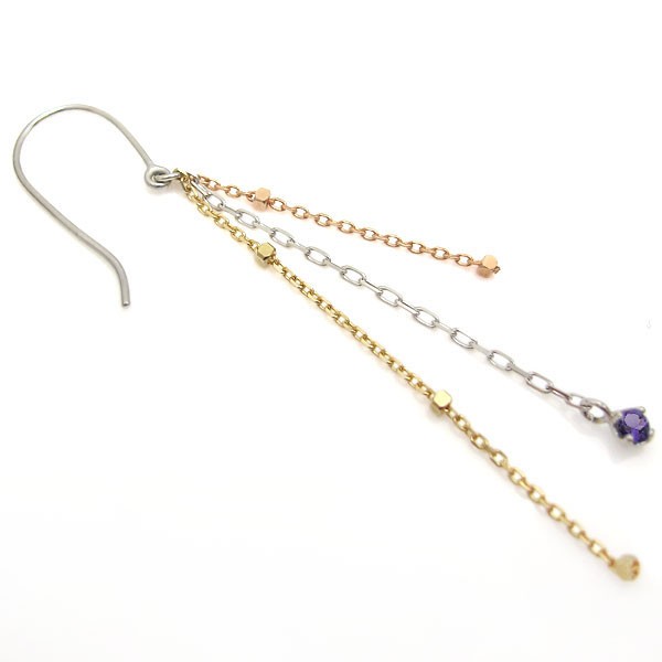 させて‰ フリンジピアス PAY マーケット - PLEJOUR-プレジュール-|商品ロットナンバー:370111007 ロングチェーンピアス アメジスト 18金ピアスの通販はau でのお