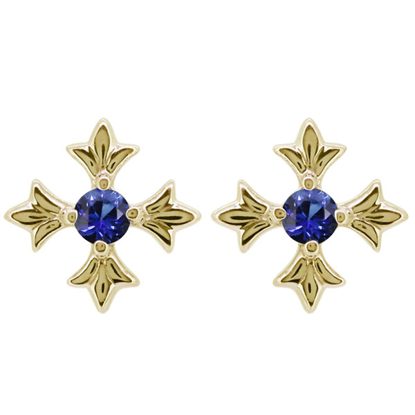 ブランドおしゃれ ピアス 両耳 クロス 十字架 誕生石 9月 サファイア 10k ゴールド メール便全国送料無料 Www Tekservices Mfg Com