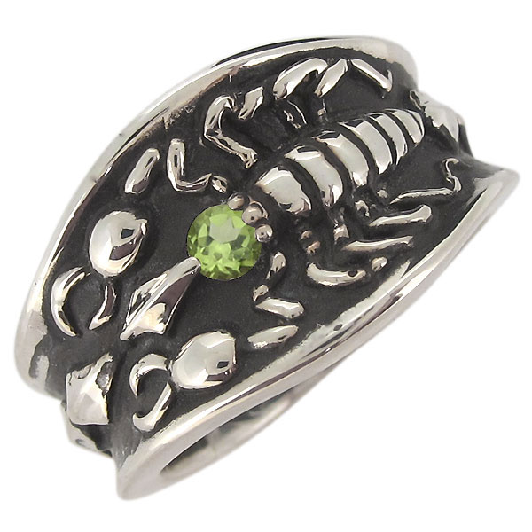 好評 指輪 シルバー メンズ サソリ 蠍 スコーピオン ペリドット 8月誕生石 代引き手数料無料 Olsonesq Com