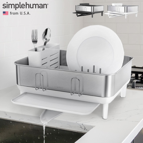 おしゃれ人気 水切りラック Simple Human コンパクトスチールフレームディッシュラック 水切りかご スリム ステンレス シンプルヒューマン コンパクト 見つけた人ラッキー Asianatusah Shop
