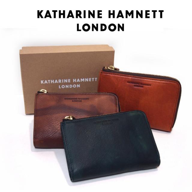 訳有大特価 メンズ 財布 Katharine Hamnett L字ファスナー二つ折り財布 牛革 コンパクト財布 イタリア革 ベジタブルレザー タンニン鞣し革 ミドル財 クリアランス通販売 Triplex Ee