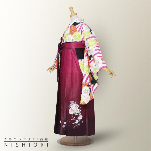 超人気新品 送料無料 二尺袖 着物 袴 レンタル 貸衣装 夢千代 白 黒 紫 ワイン 刺繍 袴 S M サイズ 小学生 対応 ブーツ選択可 日本 正規 代理 店 Triplex Ee