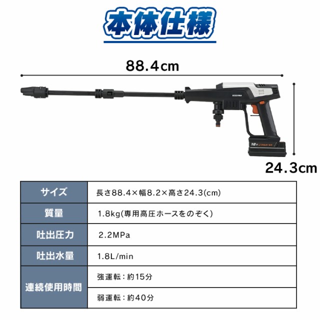 高圧洗浄機 洗浄機 コードレス アイリスオーヤマ タンクレス Jhw 1 大掃除 ハンディウォッシャー ウォッシャー 充電式 ポータブル 温水の通販はau Pay マーケット ウエノ電器 Au Payマーケット店 商品ロットナンバー