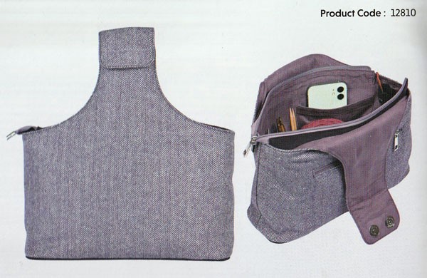 リストバッグ 収納付ファブリックケース Wrist Bag12810 ニットプロ【KN】Snug Collection (Purple Tweed + Felt)　編み物 手あみ