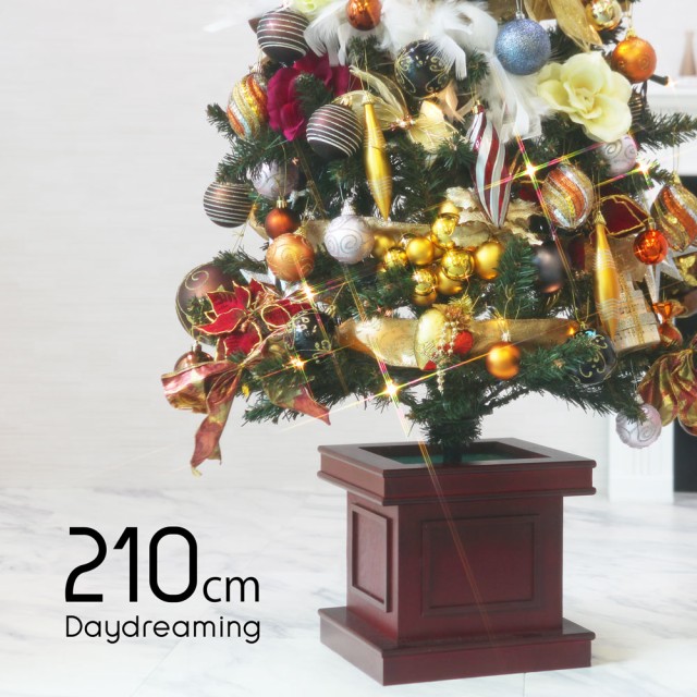 北欧 おしゃれ クリスマスツリー ウッドベーススリムツリー 木製 Led付き オーナメントセット ツリー ポット 210cm Ornament Ornament クリスマスツリー スリム Xmas ツリー