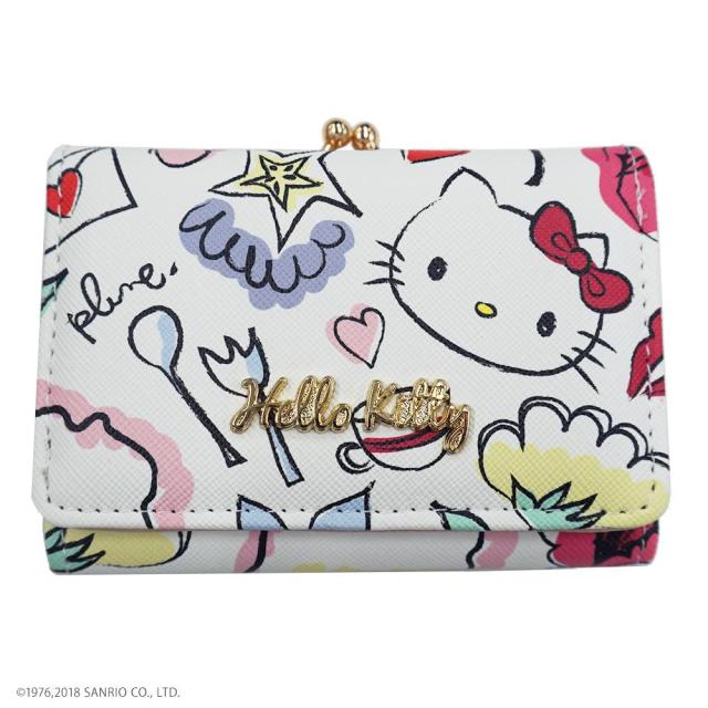 Hellokitty ハローキティ Plune コラボ がま口ミニ財布 フラワー 代引き メーカー直送 Hk62 2 テレビで話題 ホワイト