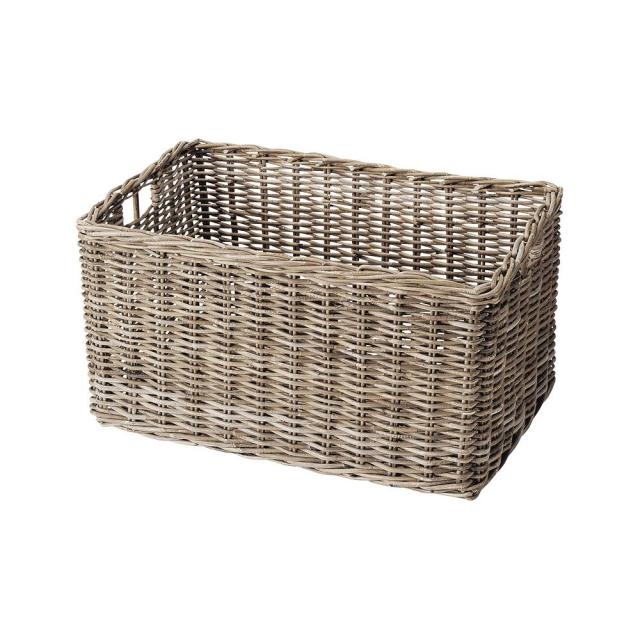 商品説明 籐の種類の中でも珍しい色味のコボグレーを使ったバスケット 大きく育つので太く素材を使用でき 存在感のある仕上がりに サイズ W74 D45 H40cm 個装サイズ 76 47 42cm 重量 個装重量 700g 素材 材質 コボグレー 生産国