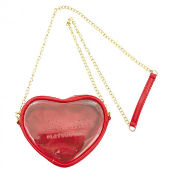 クリアハートpuショルダーバッグ レッド