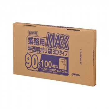 ジャパックス MAXシリーズポリ袋90L 半透明 100枚×6箱 SB98