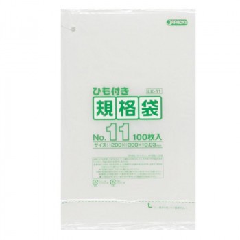 ジャパックス LD規格袋 厚み0.030mm No.11 ひも付き 透明 100枚×10冊×6箱 LK11