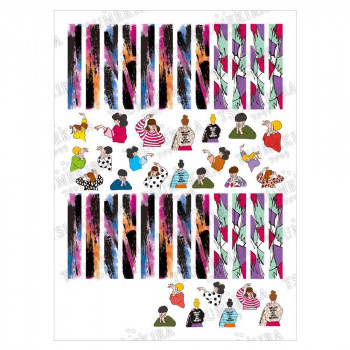 ポイント増量中 クーポンあり 手描きのラフなイラストの女の子デザインのネイルシール