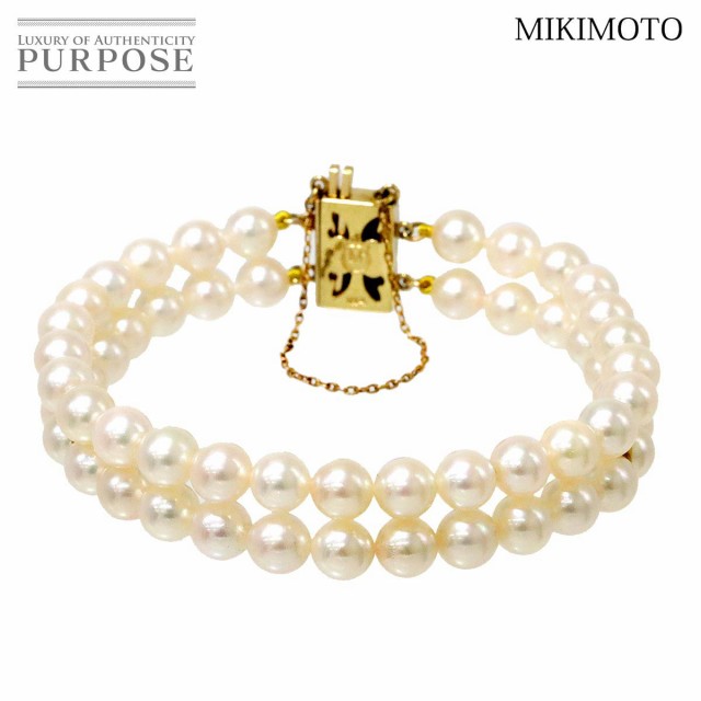 ミキモト MIKIMOTO アコヤ真珠 6.0-6.4mm 2連ブレスレット 16.5cm K14 YG イエローゴールド 585 パール レディース 90158274 【中古】BJ