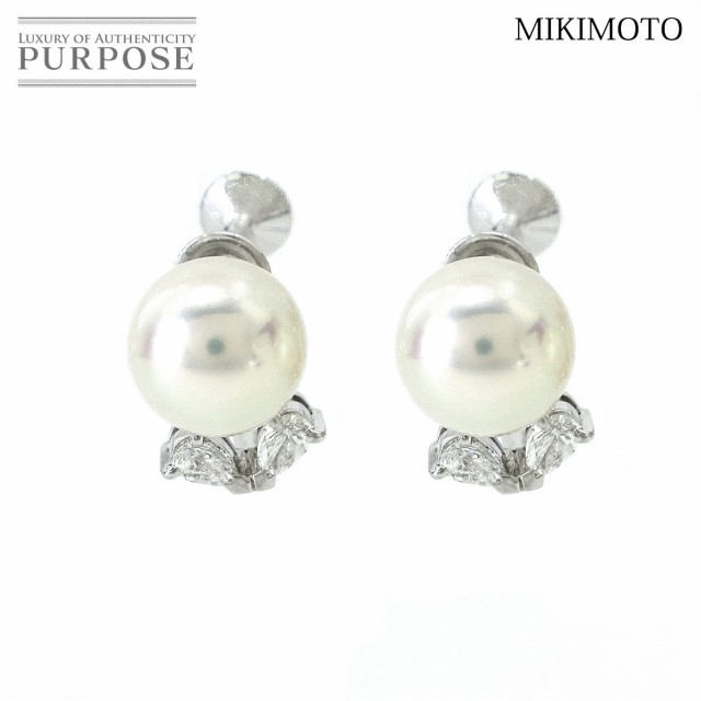 ミキモト MIKIMOTO アコヤ真珠 8.7mm ダイヤ 0.16ct/0.16ct イヤリング K18 WG ホワイトゴールド パール レディース 90161396 【中古】BJ