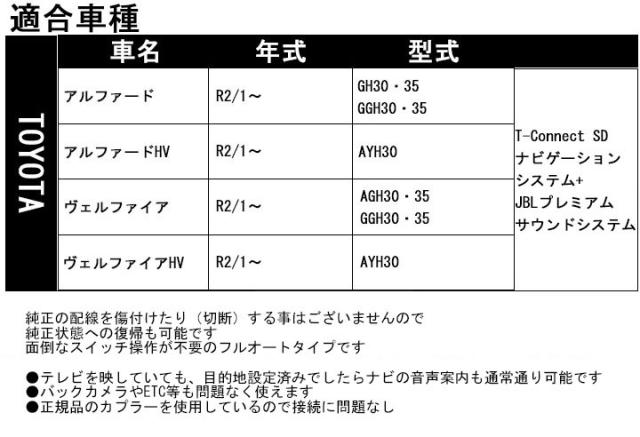 現金特価 トヨタ アルファード Agh30 Agh35 Ggh30 Ggh35 R2 1 T Connect Sdナビ Jblサウンドシステム用 Tvキャンセラー 走行中 ナビ操作可能 カ 格安人気 Olsonesq Com