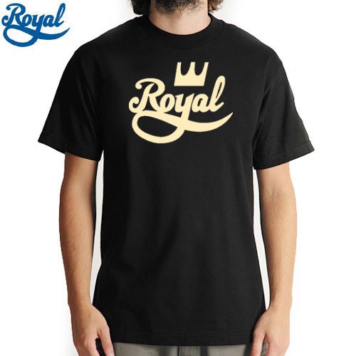 ロイヤル Royal Truck スケボー Tシャツ Crown Script Tee ブラック X タン No49