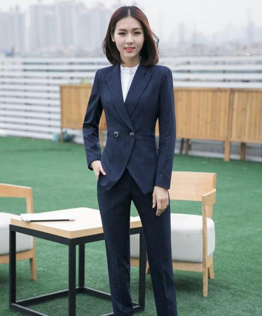 春の最新作 送料無料 上質 レディース スーツ 春秋 上下2点セットアップ ストライプ柄 通勤 長袖ジャケット パンツorスカート スーツ 職場活躍 二枚送料無料 人気定番 Www Iacymperu Org