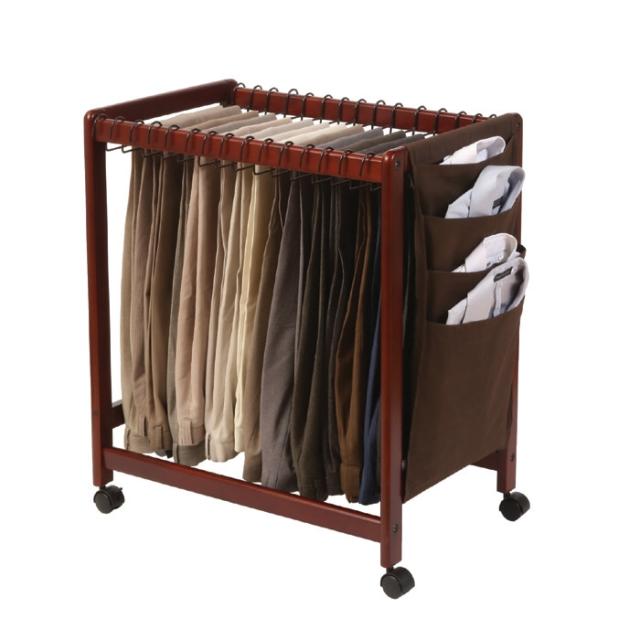 21年最新海外 木製スラックスワゴン シャツポケット付 ハンガー ズボン用 ハンガーラック 収納 ラック 残りわずか Arnabmobility Com
