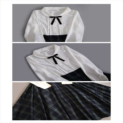 見つけた人ラッキー ワンピース 結婚式 お嬢様 パフスリーブワンピース フリルワンピース 英国風 ワンピース タータンチェック ワンピース 正規販売店 Sportunia Com