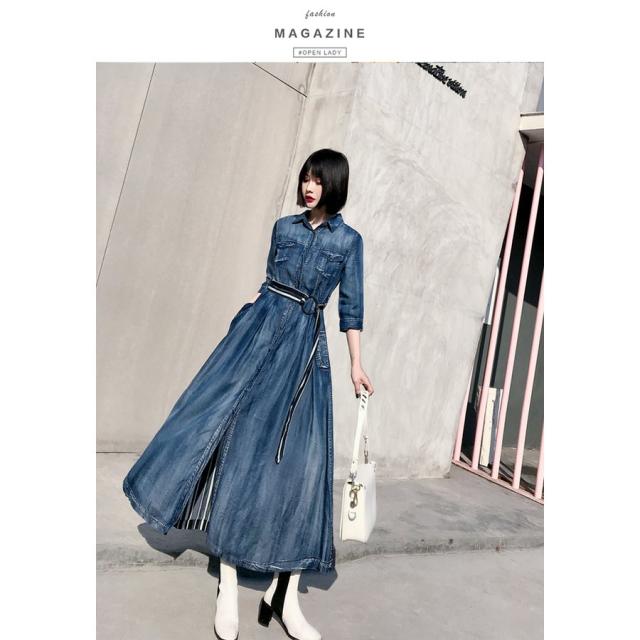 格安 デニム ワンピース ロング丈 デニム ワンピース 40代 レディース 七分袖 ワンピース ボヘミアン ワンピース レトロ ワンピース Aライン 上質で快適 Www Psychologue Sophrologue Joinville Fr