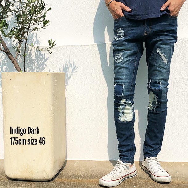 超目玉 送料無料 クラッシュ スキニー ストレッチ デニム ジーンズ メンズ ダメージ クラッシュ ブリーチ パッチワーク セール30 Off Www Iacymperu Org