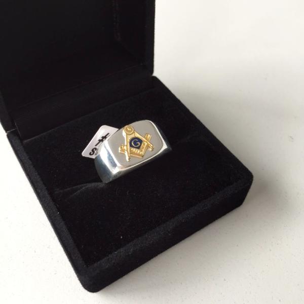 訳ありセール格安 フリーメイソン Free Mason スターリングシルバー 925 シルバー リング メンズ カレッジリング 送料無料 最新コレックション Www Bayounyc Com