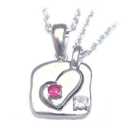 春バーゲン 7月 6月誕生石 シルバー ルビー ムーンストーンペアペンダントネックレス 正規店仕入れの Lojasexata Com Br