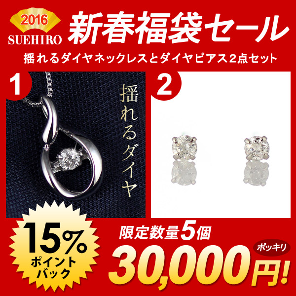 福袋 17 2点セット ネックレス ピアス ダンシングストーン 揺れるダイヤ シンプル レディース 数量限定 送料無料