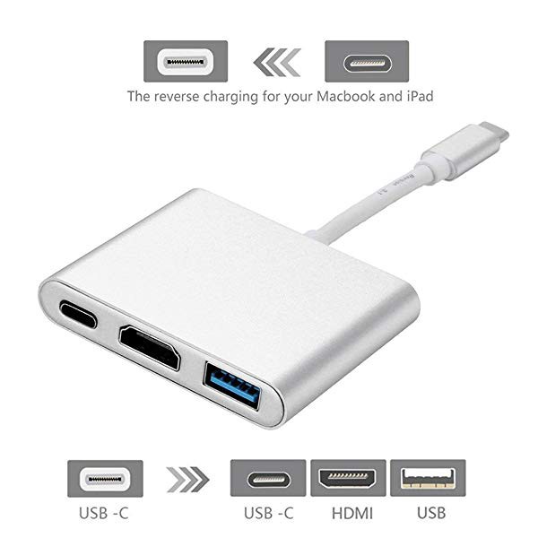 USB-C HUB Digital Multi Port Adapter USB 3.1 Type-C to HDMI 4K USB 3.0 for Mac