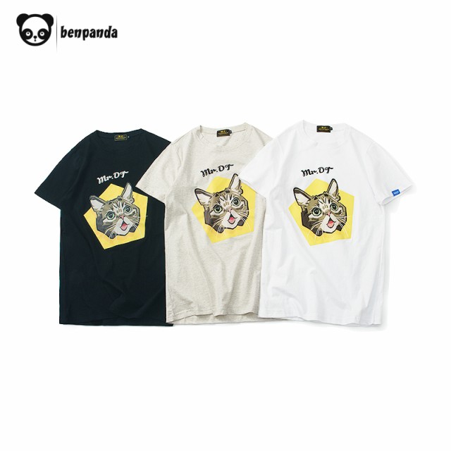 メンズファッション トップス Tシャツ 半袖 クルーネック 猫イラスト カジュアル ブラック ホワイト ベージュ 夏 部屋着の通販はau Pay マーケット Higostyle 商品ロットナンバー