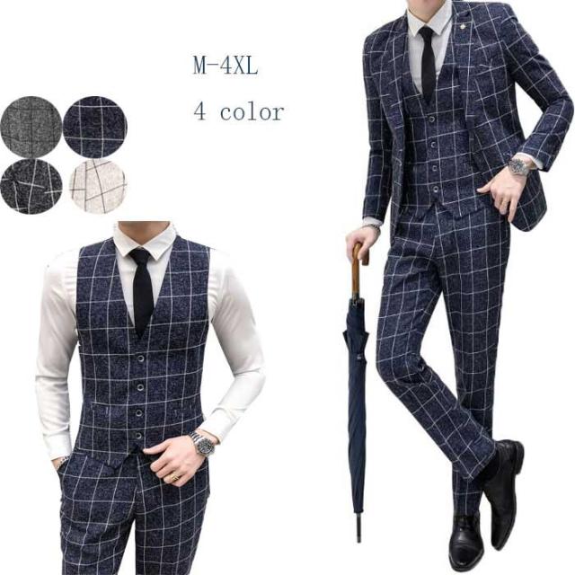 正規激安 メンズ春秋冬スーツ3点セット チェック柄 メンズフォーマルスーツ 紳士服 ビジネススーツ 3点セット 結婚式 二次会 就職活動 二点送料無 売り尽くしセール Diquinsa Com Mx