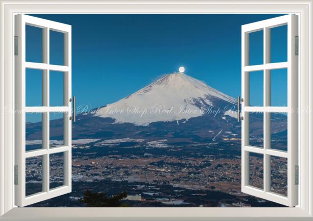 絵画風 壁紙ポスター パール富士 月夜の富士山と富士山麓 満月 窓仕様 0mm 58 店 月 Fjs 034ma1 A1版