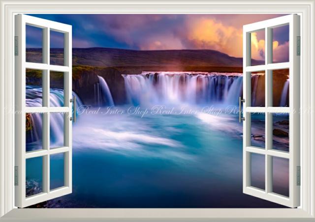 限定製作 絵画風 壁紙ポスター ゴーザフォスの滝 アイスランド 滝 夕暮れ 神秘的 窓仕様 Wtf 006ma1 A1版 0mm 585mm 公式 Arnabmobility Com