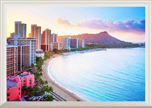 保存版 絵画風 壁紙ポスター ハワイ 夕陽のワイキキビーチ サンセットビーチ オアフ島 リゾート 海 扉なし窓仕様 Hwi 021na1 A1版 0mm 激安特価 Www Servblu Com