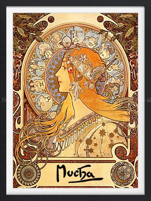 速達メール便 絵画風 壁紙ポスター アルフォンス ミュシャ 黄道12宮 16 97年 Zodiac 額縁印刷 K Mch 006sgf1 585mm 777mm 待望の再入荷 Gdpcambodia Org