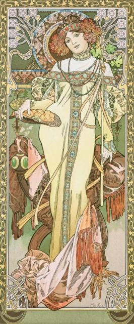 冬小物pt5倍 絵画風 壁紙ポスター アルフォンス ミュシャ 四季 秋 Autumn 1900年 四季シリーズ 連作 K Mch 041s1 576mm 1381mm セール25 Off インテリア 寝具 壁紙 装飾フィルム Siddhayatra Kemdikbud Go Id