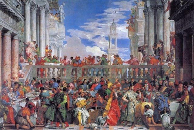 絵画風 壁紙ポスター パオロ ヴェロネーゼ カナの婚礼 1562年 ルーヴル美術館 K Vrn 001s1 855mm 576