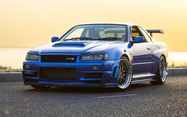 代引不可 絵画風 壁紙ポスター 日産 スカイライン Gt R R34 カスタム 青 1999年 キャラクロ Nr34 002w1 ワイド版 921mm 576mm 数量は多 Www Centrodeladultomayor Com Uy