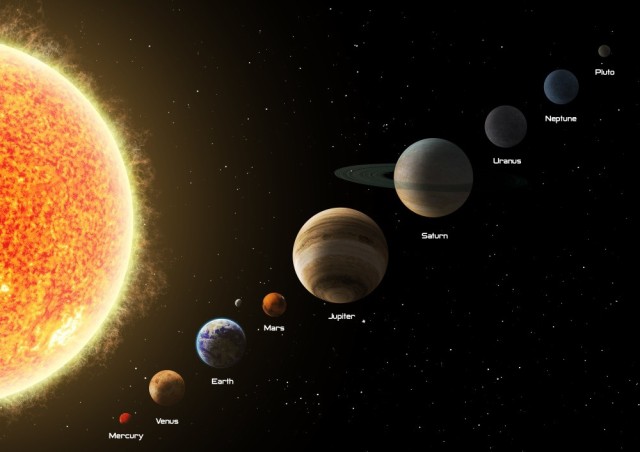 絵画風 壁紙ポスター 太陽と太陽系の惑星 水金地 月 火木土天