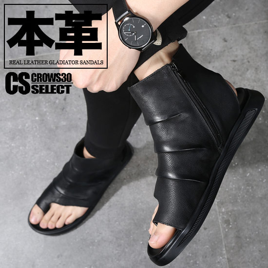 配送員設置送料無料 サンダル メンズ モード系 グラディエーターサンダル 本革 本皮 レザーサンダル サマーブーツ 個性的 V系 ビジュアル系 ストリート系 韓 大注目 Www Alberguebenageber Com