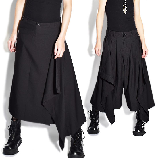 ガウチョパンツ メンズ モード系 袴パンツ ドレープパンツ エプロン