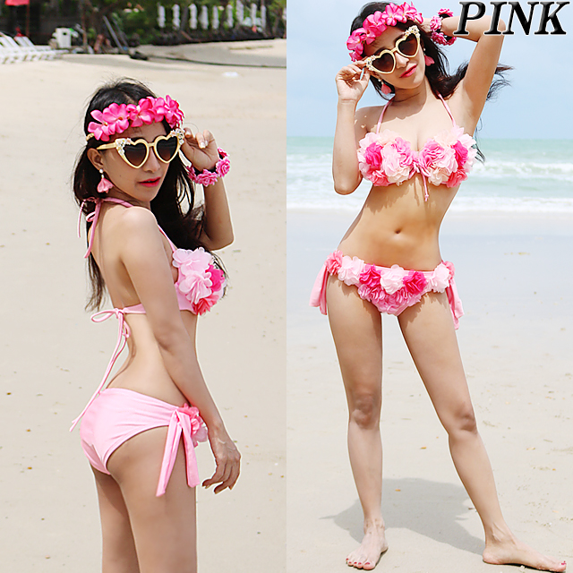 人気第1位 即納 3サイズ 花びら ビキニ グラデーション 水着 レディース ワイヤー入り 花柄 フラワー フリル 立体フリル バンドゥ 2点セット Sc メール便なら送料無料 Www Iacymperu Org
