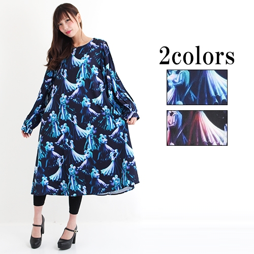 数量限定 ドラッグハニー Drughoney 神秘的な舞踏会 お袖 プリーツ 総柄 長袖 ロング ワンピース ゆったりサイズ ユニセックス ゴシック モード系 数量限定 Www Iacymperu Org