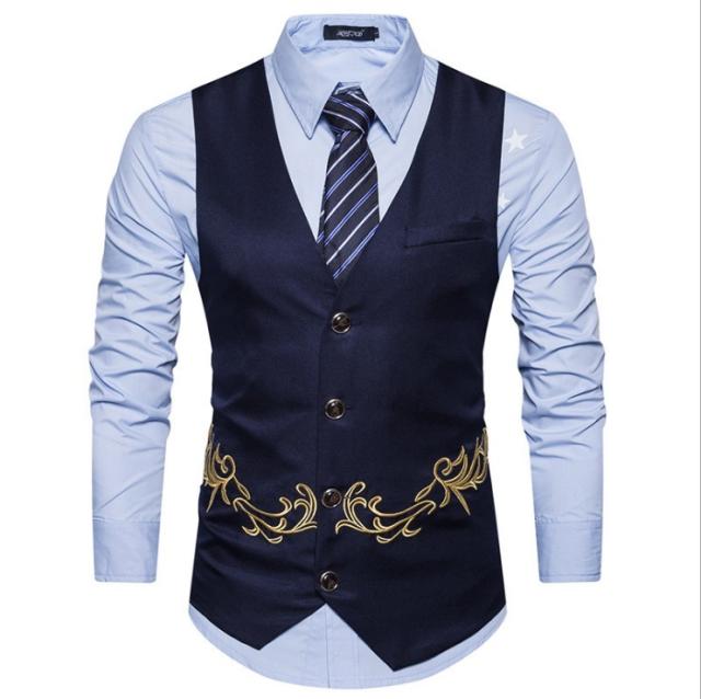 お洒落 刺繍美品 メンズ ベスト イギリス風 トレンディ スーツベスト