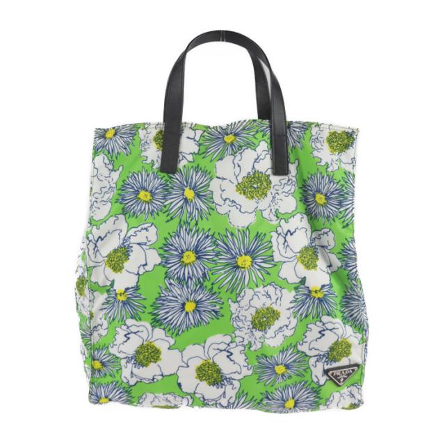 激安大特価 Prada 美品 プラダ プリント 本物保証 花柄 ホワイト レザー ナイロン トートバッグ Va0905 トートバッグ Twofoldinteriors Com