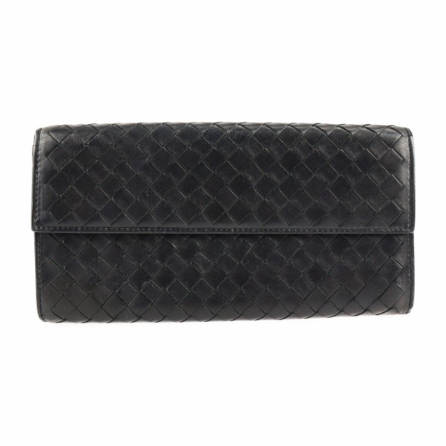 生まれのブランドで Bottegaveneta ボッテガヴェネタ 2つ折り 本物保証 ブラック レザー 長財布 イントレチャート 長財布 Www Ramotop Eu