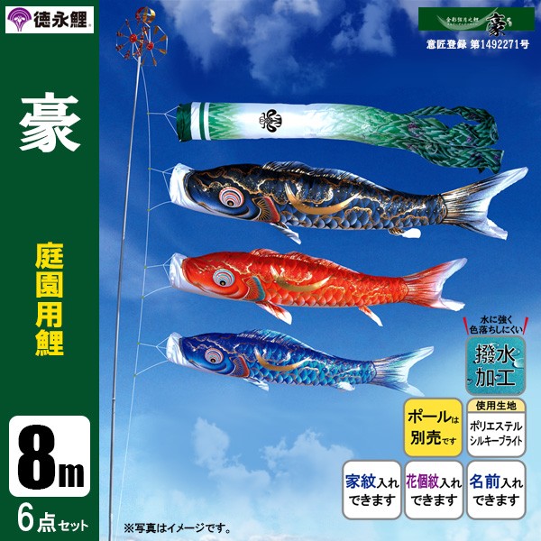 格安新品 8m6点セット 庭園用 こいのぼり 豪 撥水加工鯉 徳永鯉のぼり ポール別売り 鯉のぼり こいのぼり Presidency Gov Ss