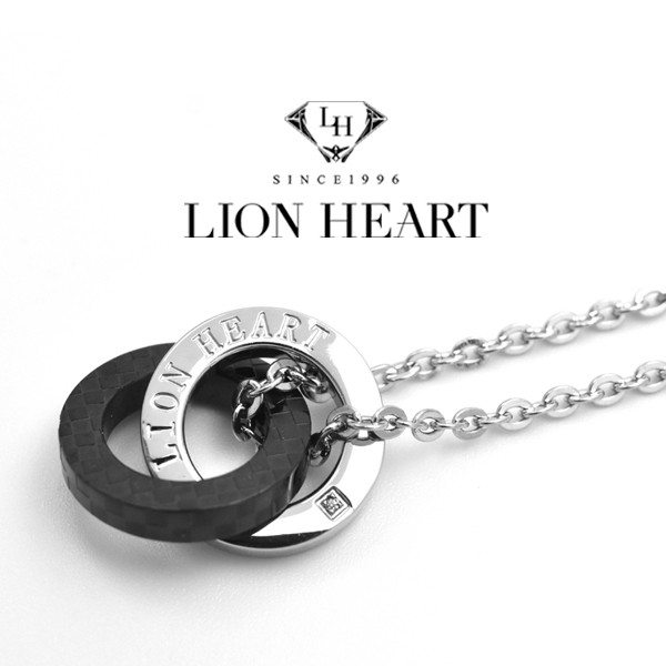 メンズ Heart ネックレス ライオンハート 人気 04n135sm Heart シルバー ペンダント ダブルリング ネックレス 人気 チェッカー柄 ブラック Lion ブランド